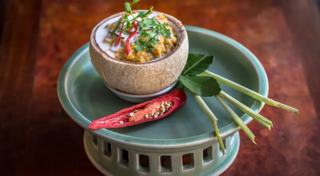 Cambodian woman serving home-cooked food