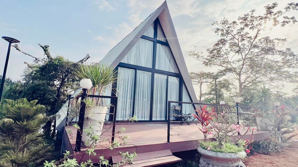 Deck outside the Lotus A-Frame House, Sea River Lodge